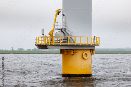 Westermeerwind Wind Farm in IJsselmeer on a Hazy Day