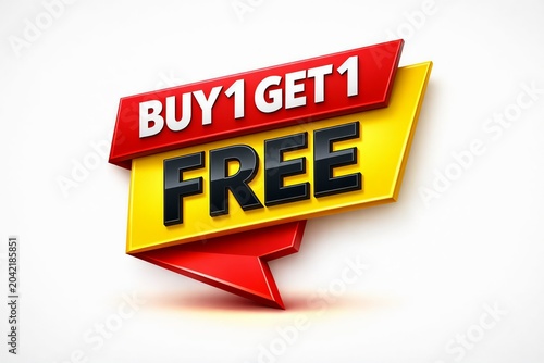 Buy one get one free promotional banner with red and yellow colors