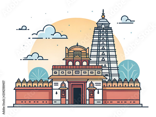 Meenakshi Temple simplified vector artwork