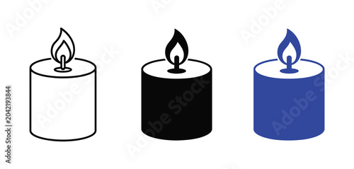Obraz na płótnie Burning Candle Light Icon Vector Illustration Designed for Prayer, Remembrance,