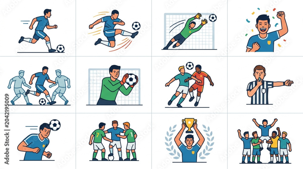 Fototapeta premium Soccer Players in Action and Celebration.