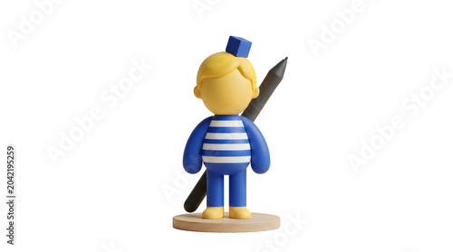 3D Stylized Artist Character with Digital Stylus Pen on White