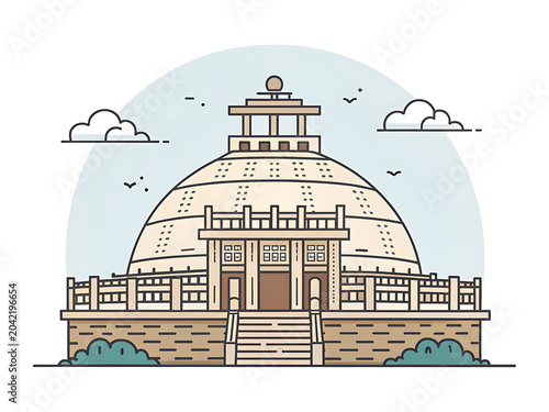 Sanchi Stupa minimal vector design