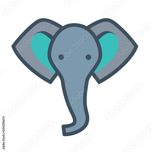 Minimalist stylized elephant head icon vector graphic.