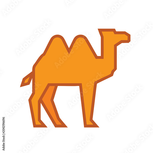 Minimalist geometric camel icon vector illustration.