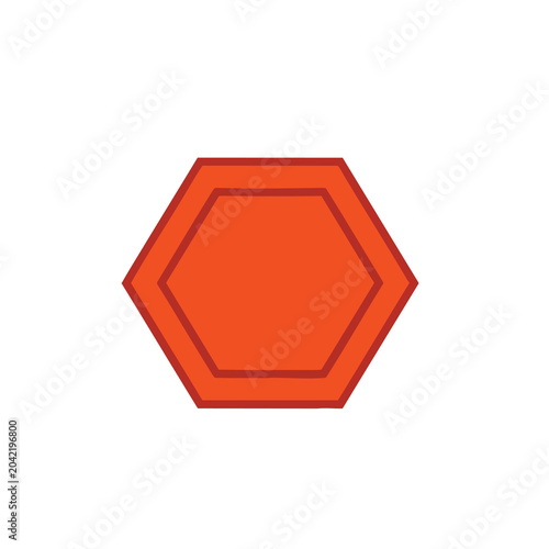A vibrant orange hexagonal icon with a bold border design.