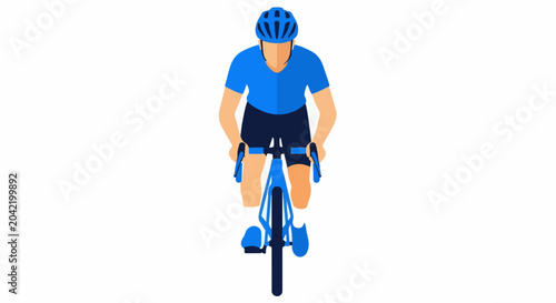 Flat illustration of a person cycling, seen from the front
