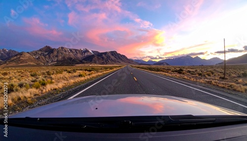 Desert Highway Journey at Sunset Time.