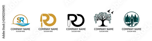 Logo Collection with SR Monogram, RD Monogram, Tree, and Forest Designs