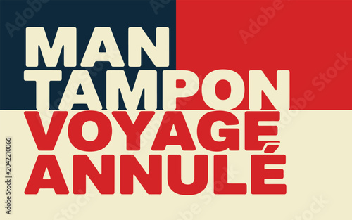 Foto Man tampon voyage annule typography graphic design with typography annulled canc