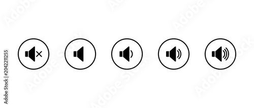 Foto Speaker volume icon set in circular outline