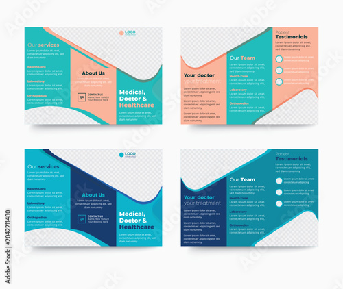 Healthcare services trifold brochure template design