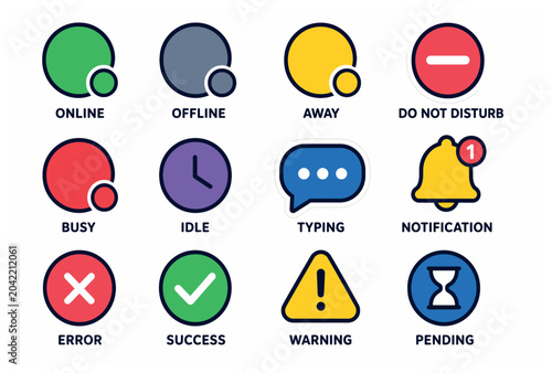 Tableau sur toile Collection of status icons set.