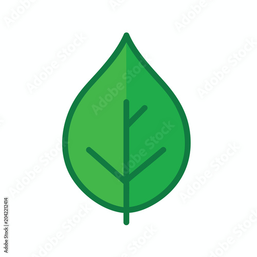 Minimalist green leaf icon for nature and eco friendly design.