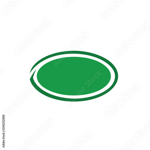 Minimalist green oval emblem with double outline design.