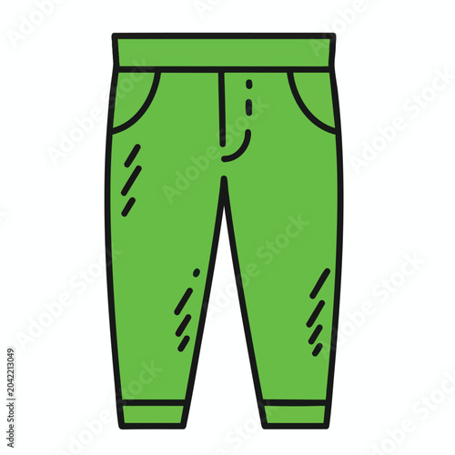 Green trousers illustration with simple flat design style.