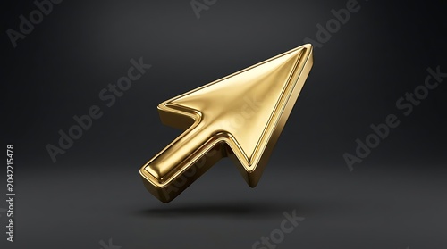 Golden Cursor Arrow Icon on Dark Background.