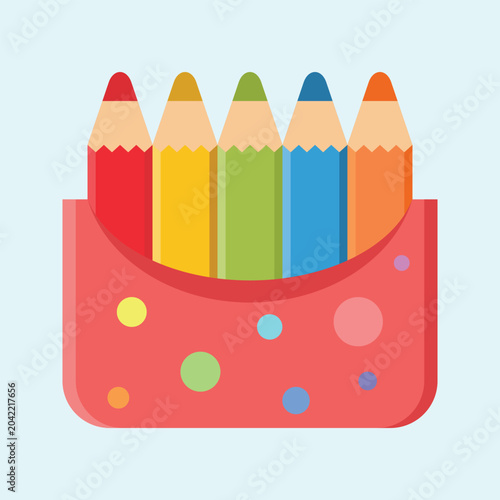 Colored Pencil Stationery Icon Vector