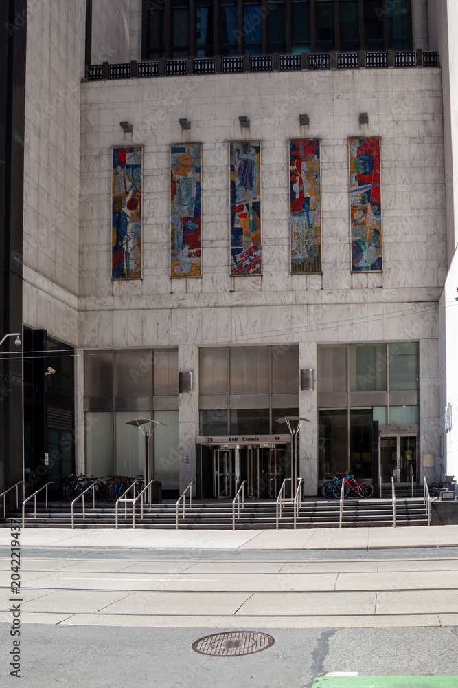 Naklejka premium Toronto, Ontario, Canada - October 22, 2017: Bell Telephone Building, an operational center for Bell Canada on Adelaide Street West in Toronto, Ontario, Canada. Bell is Canada's largest telecommunicat