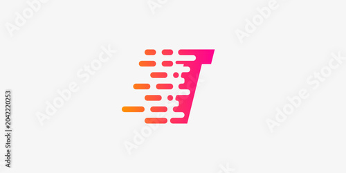 Modern Fast Letter T Gradient Logo Template