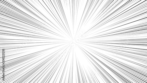 Billede på lærred Asymmetric manga-style radial speed burst effect, high-contrast black and white
