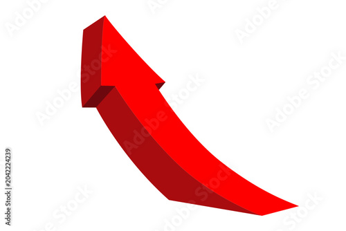 Obraz na plátně Red arrow pointing up and curving right, symbolizing growth, progress, and an upward trend on transparent background