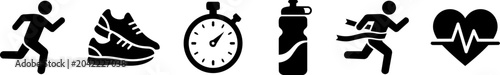 Running, fitness tracking and sports performance icon set