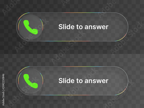 Tableau sur toile Liquid Glass Slide to Answer Incoming Call Button UI with Transparent Glassmorph