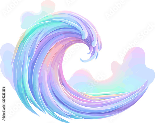 Swirling Ocean Wave Illustration with Pastel Colors