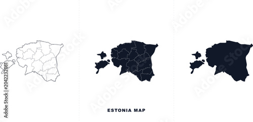 Bild auf Leinwand Estonia map with administrative regions and silhouette