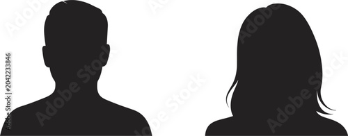 Konstfotografi Black silhouette bust portraits of a man and woman side by side on white vector