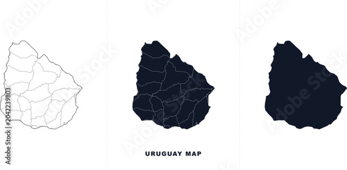 Bild auf Leinwand Set of uruguay map with administrative divisions