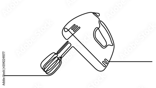 Quadro su tela Continuous one line drawing of a hand mixer kitchen appliance for baking and coo