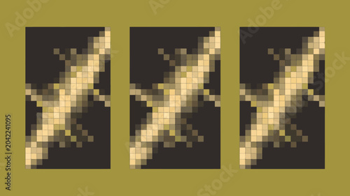 Foto pixelated butterfly trio on olive background insect pixel art digital retro nost