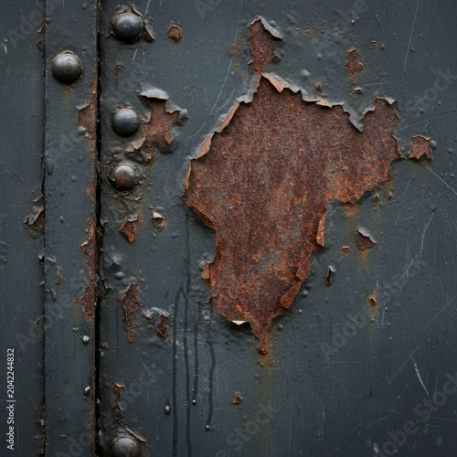 Rusty Metal Texture with Peeling Paint on Dark Background