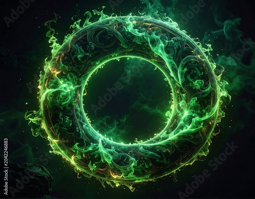 Fluorescent microscopic view of biological ring structure.