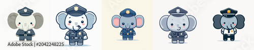 Bild auf Leinwand cute elephant vector in police costume