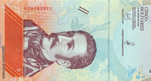 Photos 5 Bolivares Venezuela, with portrait of Jose Felix Riba