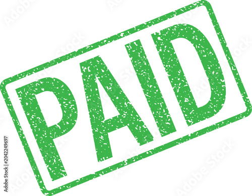 Foto Green rubber stamp impression with PAID confirms that a debt has been settled an