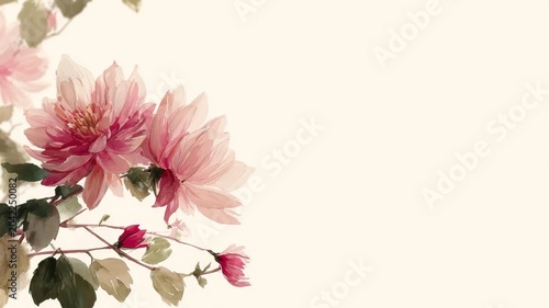 Soft pink blossoms grace a delicate branch