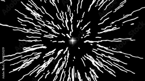 Cartoon speed line overlay featuring white comic streaks, dynamic movement effects and seamless soild black screen background animation for action scenes and transitions