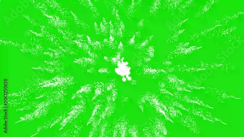 High velocity speed line tunnel animation with white motion streaks, anime inspired action graphics and seamless looping soild green screen background 4k...
