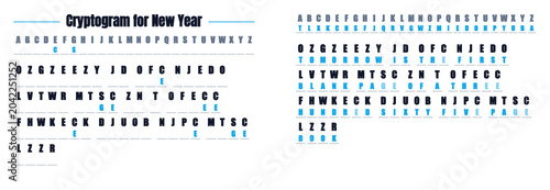 Fotografie New Year's themed cryptogram puzzle on white background