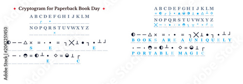 Fotografi Cryptogram puzzle for Paperback Book Day with letters and clues