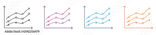 Konstfotografi Multiple variable continuous chart icon set, vector illustration.