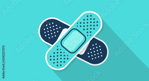 Illustration of Bandages Crossed, Representing Healthcare, Health, and Wellbeing