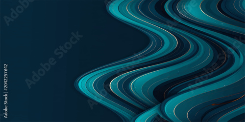 Vibrant Teal Liquid Wave Texture with Elegant Stratified Lines for Modern Multimedia Art