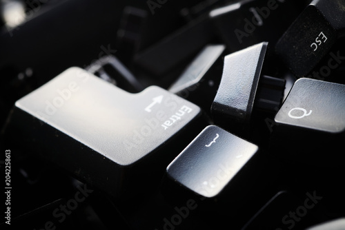 Obraz na plátně Keys of a disuse keyboard on a table