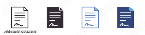 Φωτογραφία Signature Document Icon Set, signed legal paper with pen, approval and agreement