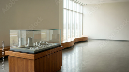 Scale Model of Nuclear Power Plant in Modern Museum Exhibition